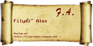 Filyó Alex névjegykártya